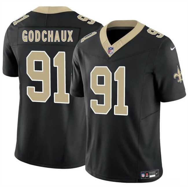Men & Women & Youth New Orleans Saints #91 Davon Godchaux Black F.U.S.E. Vapor Limited Stitched Jersey